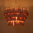 GloboStar® MISSOULA 02090 Boho Κρεμαστό Φωτιστικό Σχοινί Μονόφωτο 1 x E27 IP20 Ροζ Ύφασμα με Χρυσό Μέταλλο - Μ60 x Π60 x Υ40cm