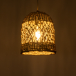 GloboStar® ECUADOR 02121 Boho Κρεμαστό Φωτιστικό Πλέγμα Μονόφωτο 1 x E27 IP20 Μπεζ Rattan - Μ20 x Π20 x Υ25cm