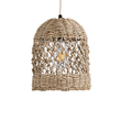 GloboStar® ECUADOR 02121 Boho Κρεμαστό Φωτιστικό Πλέγμα Μονόφωτο 1 x E27 IP20 Μπεζ Rattan - Μ20 x Π20 x Υ25cm