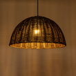 GloboStar® MONTANA 02381 Boho Κρεμαστό Φωτιστικό Καμπάνα Μονόφωτο 1 x E27 IP20 Καφέ Ξύλο - Μ50 x Π50 x Υ25cm