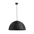GloboStar® MONTANA 02383 Boho Κρεμαστό Φωτιστικό Καμπάνα Μονόφωτο 1 x E27 IP20 Μαύρο Ξύλο - Μ50 x Π50 x Υ25cm