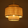 GloboStar® BRAVADO 02386 Boho Κρεμαστό Φωτιστικό Πλέγμα Μονόφωτο 1 x E27 IP20 Καφέ & Μπεζ Ξύλο - Μ40 x Π40 x Υ35cm