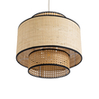 GloboStar® BRAVADO 02386 Boho Κρεμαστό Φωτιστικό Πλέγμα Μονόφωτο 1 x E27 IP20 Καφέ & Μπεζ Ξύλο - Μ40 x Π40 x Υ35cm