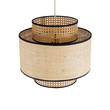 GloboStar® BRAVADO 02386 Boho Κρεμαστό Φωτιστικό Πλέγμα Μονόφωτο 1 x E27 IP20 Καφέ & Μπεζ Ξύλο - Μ40 x Π40 x Υ35cm