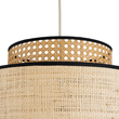GloboStar® BRAVADO 02386 Boho Κρεμαστό Φωτιστικό Πλέγμα Μονόφωτο 1 x E27 IP20 Καφέ & Μπεζ Ξύλο - Μ40 x Π40 x Υ35cm