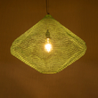 GloboStar® KENTUCKY 01866 Vintage Κρεμαστό Φωτιστικό Πλέγμα Μονόφωτο 1 x E27 IP20 Τιρκουάζ Μέταλλο - Μ60 x Π60 x Υ50cm