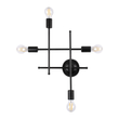 GloboStar® PIPING 00661 Vintage Επιτοίχιο Φωτιστικό Πολύφωτο 4 x E27 IP20 Μαύρο Μέταλλο - Μ40 x Π9 x Υ52cm