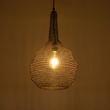GloboStar® KENTUCKY 01881 Vintage Κρεμαστό Φωτιστικό Πλέγμα Μονόφωτο 1 x E27 IP20 Καφέ Μέταλλο - Μ30 x Π30 x Υ50cm