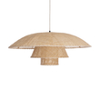 GloboStar® ZORA 02139 Boho Κρεμαστό Φωτιστικό Καμπάνα Μονόφωτο 1 x E27 IP20 Μπεζ Ύφασμα - Μ80 x Π80 x Υ32cm