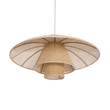 GloboStar® ZORA 02139 Boho Κρεμαστό Φωτιστικό Καμπάνα Μονόφωτο 1 x E27 IP20 Μπεζ Ύφασμα - Μ80 x Π80 x Υ32cm