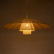 GloboStar® ZORA 02140 Boho Κρεμαστό Φωτιστικό Καμπάνα Μονόφωτο 1 x E27 IP20 Μπεζ Ύφασμα - Μ120 x Π120 x Υ40cm