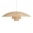GloboStar® ZORA 02140 Boho Κρεμαστό Φωτιστικό Καμπάνα Μονόφωτο 1 x E27 IP20 Μπεζ Ύφασμα - Μ120 x Π120 x Υ40cm