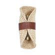 GloboStar® GUAVA 02385 Boho Επιτοίχιο Φωτιστικό Απλίκα Δίφωτο 2 x G9 IP20 Μπεζ Ξύλο με Καφέ Δέρμα - Μ11 x Π13 x Υ30cm