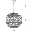 ΦΩΤΙΣΤΙΚΟ ΚΡΕΜΑΣΤΟ ΜΟΝΟΦΩΤΟ Ε27 MAX40W Φ50X50cm ΣΧΟΙΝΙ ΛΕΥΚΟ ARTE ILLUMINA VENTO