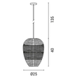 ΦΩΤΙΣΤΙΚΟ ΚΡΕΜΑΣΤΟ ΜΟΝΟΦΩΤΟ Ε27 Φ25,5X29 RATTAN (ΨΑΘΙΝΟ) ARTE ILLUMINA KAI