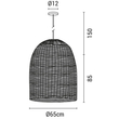 ΦΩΤΙΣΤΙΚΟ ΚΡΕΜΑΣΤΟ ΜΟΝΟΦΩΤΟ Ε27 MAX 60W D650XH850 RATTAN ΛΕΥΚΟ ARTE ILLUMINA KAI