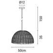 ΦΩΤΙΣΤΙΚΟ ΚΡΕΜΑΣΤΟ ΜΟΝΟΦΩΤΟ Ε27 MAX 60W D500X350 RATTAN ΜΑΥΡΟ ARTE ILLUMINA KAI