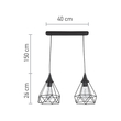 InLight Κρεμαστό φωτιστικό από μαύρο μέταλλο 2XE27 D:40cm (4024-2-BL-RAIL)