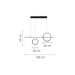 InLight Κρεμαστό φωτιστικό LED 55W 3CCT (by switch) σε μαύρη απόχρωση D:100cm (6043)