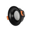 GloboStar® 60893 GASPAR Χωνευτό Στρόγγυλο Σποτ Οροφής για Λάμπα MR16/GU10 IP65 - Αλουμίνιο & Γυαλί - Φ8.5 x Υ3.5cm - Μαύρο & Διάφανο - 5 Χρόνια Εγγύηση