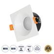 GloboStar® 60896 GASPAR Χωνευτό Τετράγωνο Σποτ Οροφής για Λάμπα MR16/GU10 IP65 - Αλουμίνιο & Γυαλί - Φ8.5 x Υ4.4cm - Λευκό & Διάφανο - 5 Χρόνια Εγγύηση
