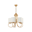 GloboStar® TRITON 203-0254 Vintage Κρεμαστό Φωτιστικό Καπέλο Πολύφωτο 5 x E27 IP20 Χρυσό Μέταλλο με Μπέζ Ύφασμα - Μ50 x Π50 x Υ48cm