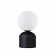 GloboStar® MAGIC 204-0132 Μοντέρνο Eπιτραπέζιο Φωτιστικό Μονόφωτο 1 x E27 IP20 Μαύρο Μέταλλο με Λευκό Γυαλί - Μ13 x Π13 x Υ28cm