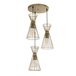 GLOBOSTAR® FLIXIO 201-0126 Vintage Κρεμαστό Φωτιστικό Οροφής με Ντουί 3 x E27 AC 220-240V IP20 - Χρυσό - Μ40 x Π40 x Υ70cm