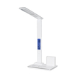 GLOBOSTAR® ZENTIME 76554 Μοντέρνο Επιτραπέζιο Φωτιστικό Γραφείου με Ασύρματη Φόρτιση 15W 3A & Ψηφιακό Ρολόι LED 3.5W 350lm 120° DC 5V με USB-C IP20 Ρυθμιζόμενο Λευκό CCT με Αφή 2700K/4500K/6000K Dimmable - Sanan SMD Chip - Μαύρο - Μ19.5 x Π25 x Υ50cm - 2 Χρόνια Εγγύηση