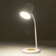 GLOBOSTAR® LUCORA 76555 Μοντέρνο Επιτραπέζιο Φωτιστικό Γραφείου με Ασύρματη Φόρτιση 10W 2A & 4W Bluetooth Ηχείο LED 3W 300lm 120° DC 5V με USB-C IP20 Ρυθμιζόμενο Λευκό CCT με Αφή 2700K/4500K/6000K Dimmable - Sanan SMD Chip - Λευκό - Μ12 x Π12 x Υ34cm - 2 Χρόνια Εγγύηση