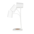 GLOBOSTAR® LUCORA 76555 Μοντέρνο Επιτραπέζιο Φωτιστικό Γραφείου με Ασύρματη Φόρτιση 10W 2A & 4W Bluetooth Ηχείο LED 3W 300lm 120° DC 5V με USB-C IP20 Ρυθμιζόμενο Λευκό CCT με Αφή 2700K/4500K/6000K Dimmable - Sanan SMD Chip - Λευκό - Μ12 x Π12 x Υ34cm - 2 Χρόνια Εγγύηση