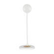 GLOBOSTAR® LUCORA 76555 Μοντέρνο Επιτραπέζιο Φωτιστικό Γραφείου με Ασύρματη Φόρτιση 10W 2A & 4W Bluetooth Ηχείο LED 3W 300lm 120° DC 5V με USB-C IP20 Ρυθμιζόμενο Λευκό CCT με Αφή 2700K/4500K/6000K Dimmable - Sanan SMD Chip - Λευκό - Μ12 x Π12 x Υ34cm - 2 Χρόνια Εγγύηση