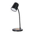 GLOBOSTAR® LUCORA 76556 Μοντέρνο Επιτραπέζιο Φωτιστικό Γραφείου με Ασύρματη Φόρτιση 10W 2A & 4W Bluetooth Ηχείο LED 3W 300lm 120° DC 5V με USB-C IP20 Ρυθμιζόμενο Λευκό CCT με Αφή 2700K/4500K/6000K Dimmable - Sanan SMD Chip - Μαύρο - Μ12 x Π12 x Υ34cm - 2 Χρόνια Εγγύηση