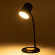 GLOBOSTAR® LUCORA 76556 Μοντέρνο Επιτραπέζιο Φωτιστικό Γραφείου με Ασύρματη Φόρτιση 10W 2A & 4W Bluetooth Ηχείο LED 3W 300lm 120° DC 5V με USB-C IP20 Ρυθμιζόμενο Λευκό CCT με Αφή 2700K/4500K/6000K Dimmable - Sanan SMD Chip - Μαύρο - Μ12 x Π12 x Υ34cm - 2 Χρόνια Εγγύηση