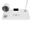 GLOBOSTAR® OLDY 76557 Μοντέρνο Επιτραπέζιο Φωτιστικό Γραφείου με Ασύρματη Φόρτιση 15W 3A, 5W Bluetooth Ηχείο & Ψηφιακό Ρολόι LED 3W 300lm 120° DC 5V με USB-C IP20 Ρυθμιζόμενο Λευκό CCT με Αφή 2700K/4500K/6000K Dimmable - Sanan SMD Chip - Λευκό - Μ13 x Π25 x Υ38cm - 2 Χρόνια Εγγύηση