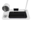 GLOBOSTAR® OLDY 76557 Μοντέρνο Επιτραπέζιο Φωτιστικό Γραφείου με Ασύρματη Φόρτιση 15W 3A, 5W Bluetooth Ηχείο & Ψηφιακό Ρολόι LED 3W 300lm 120° DC 5V με USB-C IP20 Ρυθμιζόμενο Λευκό CCT με Αφή 2700K/4500K/6000K Dimmable - Sanan SMD Chip - Λευκό - Μ13 x Π25 x Υ38cm - 2 Χρόνια Εγγύηση