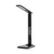 GLOBOSTAR® ZENTIME 76564 Μοντέρνο Επιτραπέζιο Φωτιστικό Γραφείου με Ασύρματη Φόρτιση 10W 2A & Ψηφιακό Ρολόι LED 3.5W 350lm 120° DC 5V με USB-C IP20 Ρυθμιζόμενο Λευκό CCT με Αφή 2700K/4500K/6000K Dimmable - Sanan SMD Chip - Μαύρο - Μ13 x Π25 x Υ50cm - 2 Χρόνια Εγγύηση