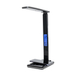 GLOBOSTAR® ZENTIME 76564 Μοντέρνο Επιτραπέζιο Φωτιστικό Γραφείου με Ασύρματη Φόρτιση 10W 2A & Ψηφιακό Ρολόι LED 3.5W 350lm 120° DC 5V με USB-C IP20 Ρυθμιζόμενο Λευκό CCT με Αφή 2700K/4500K/6000K Dimmable - Sanan SMD Chip - Μαύρο - Μ13 x Π25 x Υ50cm - 2 Χρόνια Εγγύηση