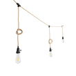 GLOBOSTAR® WHIP 77676 Μοντέρνο DIY Φωτιστικό με Υφασμάτινο Καλώδιο, Ντουί 3 x E27, Διακόπτη On/Off & Πρίζα AC 220-240V IP20 - Μπεζ & Μαύρο - Μ650 x Π5.5 x Υ100cm