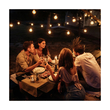 GLOBOSTAR® TWILIGHT 79669 Μοντέρνο Φωτιστικό Κήπου Γιρλάντα 14.5m με 50 Λάμπες LED 30W 2700lm 360° DC 3.7V με Ενσωματωμένο Φωτοβολταϊκό Panel 5.5V 5W & Επαναφορτιζόμενη Μπαταρία Li-ion 3.7V 3x18650 6600mAh Αδιάβροχο IP65 Θερμό Λευκό 2700Κ Dimmable - Sanan SMD Chip - Μαύρο & Διάφανο - Μ1450 x Π4 x Υ7cm - 2 Χρόνια Εγγύηση