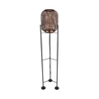 GloboStar® CURACAO 999-0041 Μοντέρνο Επιδαπέδιο Φωτιστικό Μονόφωτο 1 x E27 IP20 Μαύρο Μέταλλο με Καφέ Ξύλο - Μ30 x Π30 x Υ165cm