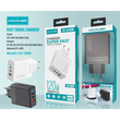 Αντάπτορας φόρτισης Fast Charge με 3 θύρες USB-A & Type-C - 120W - CX-180B - 271801 - Black