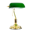 GloboStar® LIBRARY 01391 Vintage Επιτραπέζιο Φωτιστικό Πορτατίφ Μονόφωτο 1 x E27 IP20 Χρυσό Μέταλλο με Πράσινο Γυαλί - Μ26.5 x Π19 x Υ38cm