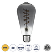GLOBOSTAR® PEAR 99145 Λάμπα E27 ST64 LED 4W 280lm 360° AC 220-240V IP20 Θερμό Λευκό 2700K Dimmable - Soft S Spiral Filament Chip - Μαύρο Φιμέ - Μ6.4 x Π6.4 x Υ14cm - 3 Χρόνια Εγγύηση