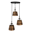 GLOBOSTAR® CEBU 00888 Vintage Κρεμαστό Φωτιστικό Οροφής με Ντουί 3 x E27 AC 220-240V IP20 - Καφέ & Μαύρο - Μ40 x Π40 x Y210cm