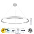 GLOBOSTAR® NEMESIS 61165 Μοντέρνο Κρεμαστό Φωτιστικό Οροφής LED 75W 8743lm 360° AC 220-240V IP20 Ρυθμιζόμενο Λευκό CCT με Χειριστήριο από 2700K έως 6000K Dimmable - Lumileds SMD Chip - Λευκό Ματ - Μ100 x Π100 x Υ4cm - 3 Χρόνια Εγγύηση