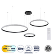 GLOBOSTAR® DIAMOND TRIO 61144 Μοντέρνο Κρεμαστό Φωτιστικό Οροφής LED 120W 14723lm 360° AC 220-240V IP20 Ρυθμιζόμενο Λευκό CCT με Χειριστήριο από 2700K έως 6000K Dimmable - Lumileds SMD Chip - Μαυρό Ματ - Μ150 x Π150 x Υ60cm - 3 Χρόνια Εγγύηση