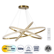 GLOBOSTAR® DIAMOND TRIO 61141-DECO Μοντέρνο Κρεμαστό Φωτιστικό Οροφής LED 150W 18379lm 360° AC 220-240V IP20 Ρυθμιζόμενο Λευκό CCT με Χειριστήριο από 2700K έως 6000K Dimmable - Lumileds SMD Chip - Χρυσό Βούρτσας - Μ100 x Π100 x Υ100cm - 3 Χρόνια Εγγύηση