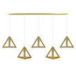 GLOBOSTAR® TRIANGLE 00610 Μοντέρνο Κρεμαστό Φωτιστικό Οροφής με Ντουί 5 x E27 AC 220-240V IP20 - Χρυσό - Μ170 x Π22 x Y130cm