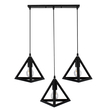 GLOBOSTAR® TRIANGLE 00621 Μοντέρνο Κρεμαστό Φωτιστικό Οροφής με Ντουί 3 x E27 AC 220-240V IP20 - Μαύρο - Μ70 x Π22 x Y130cm